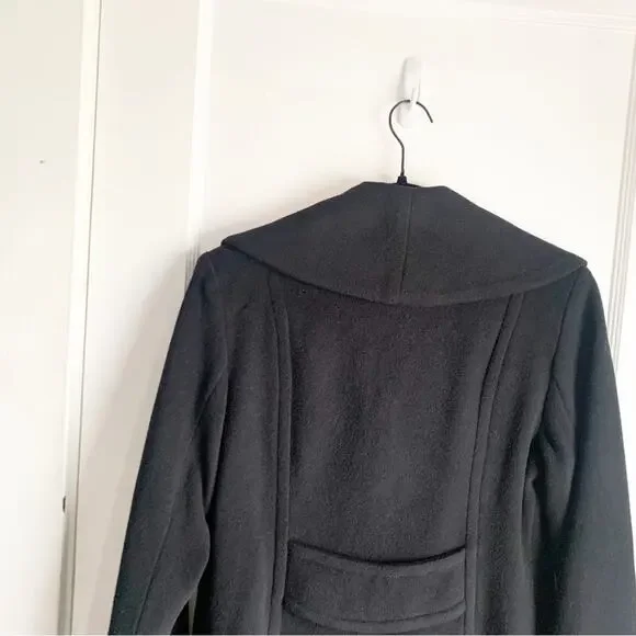 Anne Klein Wool Cashmere Blend Midi Length Pea Coat Large Rounded Neckline 6 Six - Picture 12 of 14